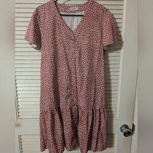 Pink and White Patterned Dress